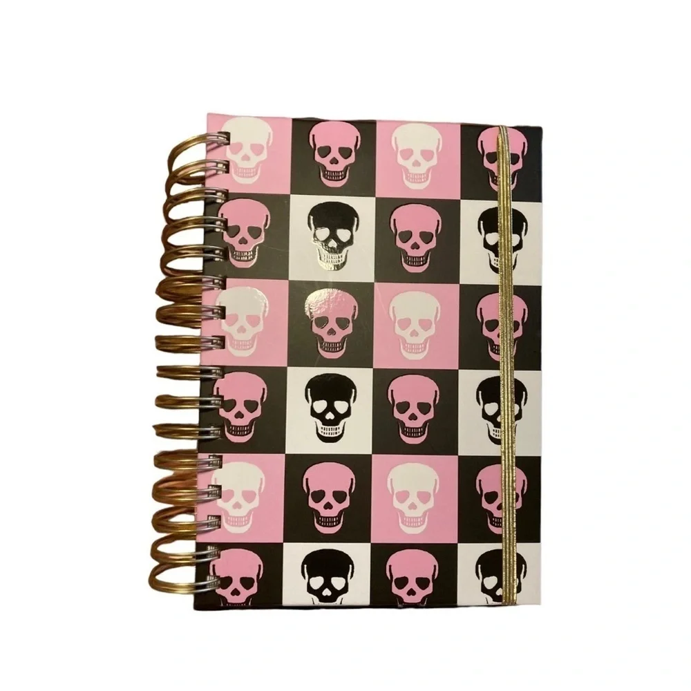 Betsey Johnson Pink White Black Skulls Spiral Notebook
